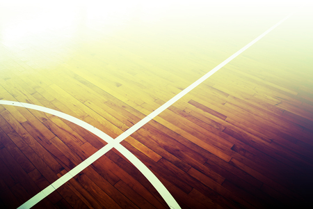 wooden floor basketball courtの写真素材