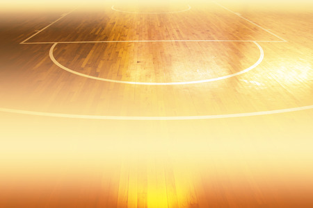 wooden floor basketball courtの写真素材