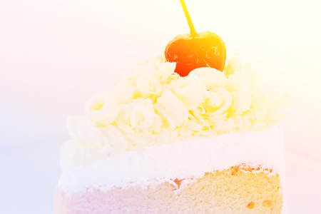 delicious slice of cake on the plate with color filtersの写真素材