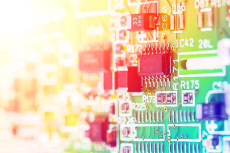 part of electronic circuit with color filters
