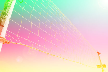 Volleyball net on the beach with color filters