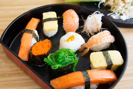 Japanese food sushi set on plateの写真素材