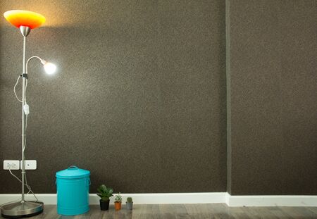 Living room with lamp and wall background vintage styleの写真素材