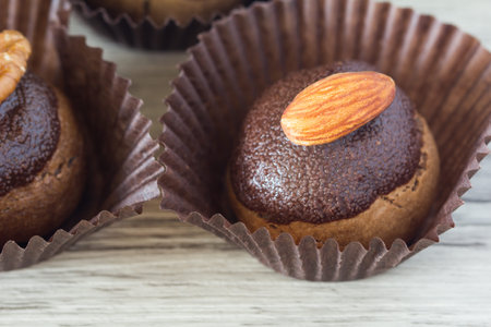Chocolate ball on plate