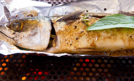 grilled fishの写真素材