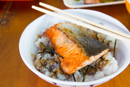 grilled salmon.  japanese foodの写真素材