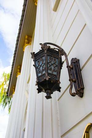 Vintage lamp on the wallの写真素材