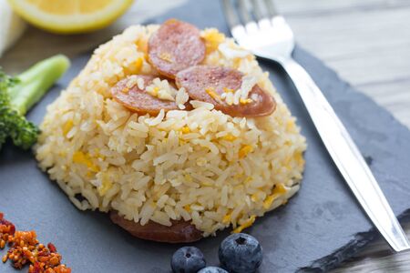 Fried rice with sausage, Thai foodの写真素材
