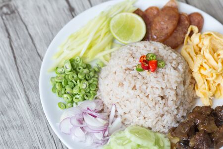 Fried rice with sausage, Thai foodの写真素材