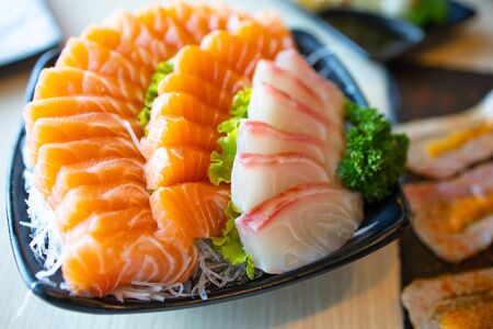 Japanese foods-Delicious Assorted fresh sashimiの写真素材