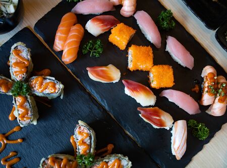 Japanese foods - Delicious Assorted fresh  sushiの写真素材