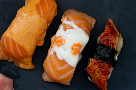 Japanese foods - Delicious Assorted fresh sushiの写真素材