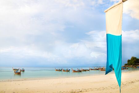 Traditional longtail boats on Andaman Sea, Lipe  island, Satun Province, Thailandの写真素材