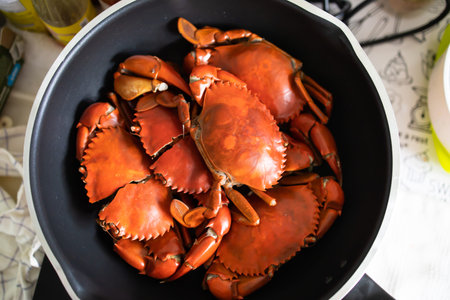 Steamed crab in a potの写真素材