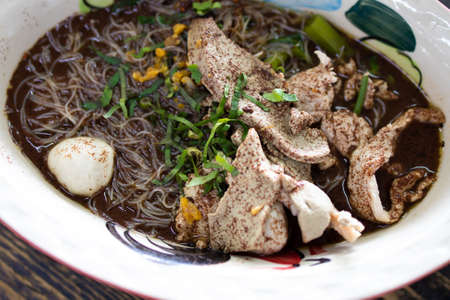 Delicious beef noodles with liverの写真素材