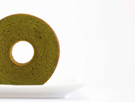 sponge cake, green teaの写真素材