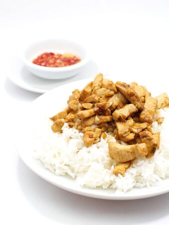Fried chicken with garlic and pepper , Thai foodの写真素材