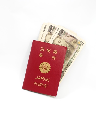 Japanese passport and japanese yenの写真素材