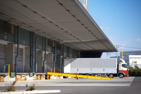 Truck at warehouse loading bay