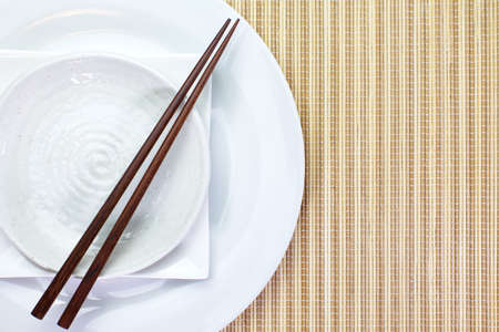 Chopsticks and Asian table settingの写真素材