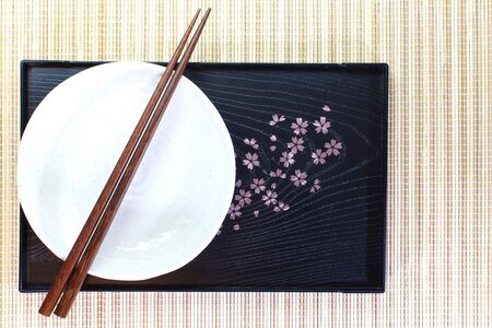 Chopsticks and Asian table settingの写真素材
