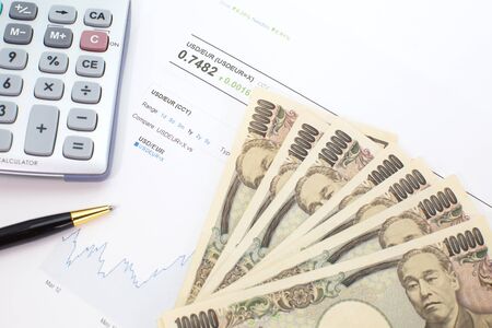 Rate of exchange , Japanese yenの写真素材