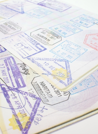 Passport stamps entering  Japan, Thailandの写真素材
