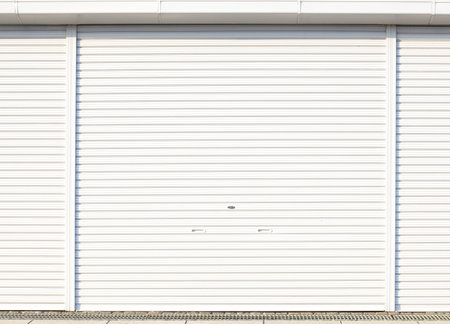 Illuminated grunge metallic roller shutter door 