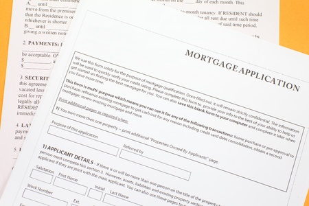 Close up of a mortgage applicationの写真素材