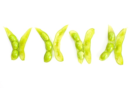 edamame nibbles, boiled green soy beans の写真素材