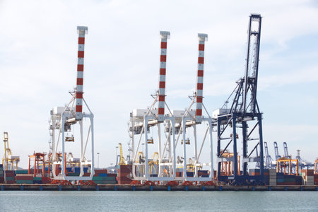 A container bridge in the harbor 