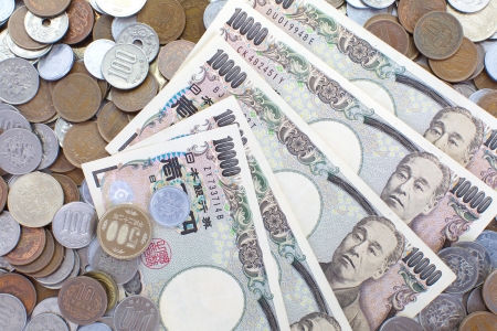 Japanese YEN note and coinsの写真素材