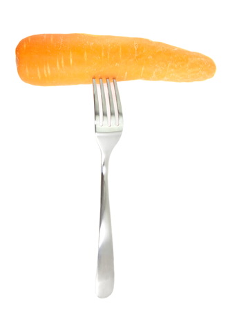 Sweet and fresh carrots vegetable on white backgroundの写真素材