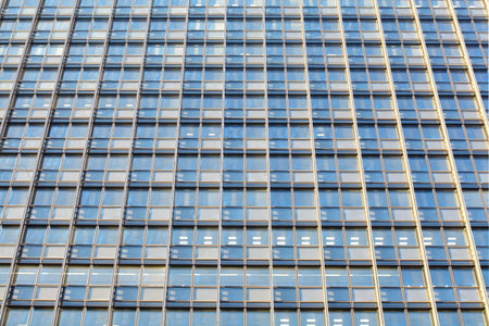 perspective background of blue glass office building