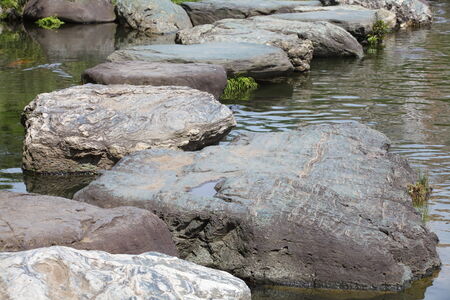 Zen stone path in a Japanese Gardenの写真素材
