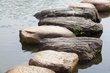 Zen stone path in a Japanese Gardenの写真素材