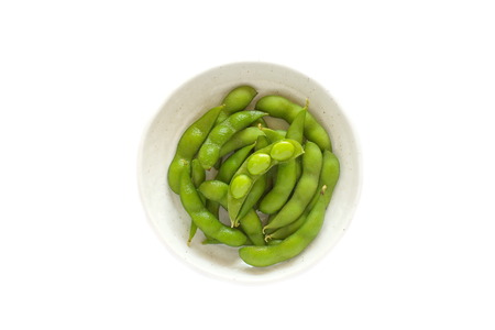 Japanese healthy appetizer edamame green soy beansの写真素材
