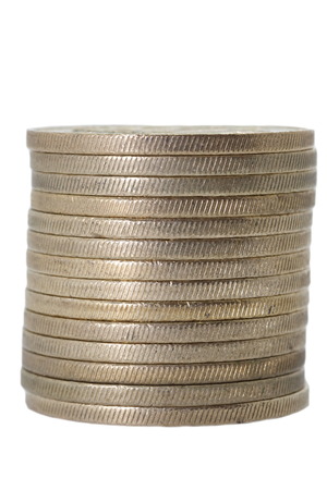 coin stack on white の写真素材