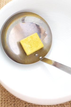 Chicken bouillon stock cubeの写真素材