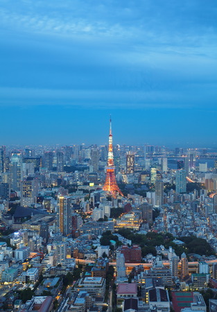 Tokyo, Japan cityscape aerial cityscape view at dusk.のeditorial素材