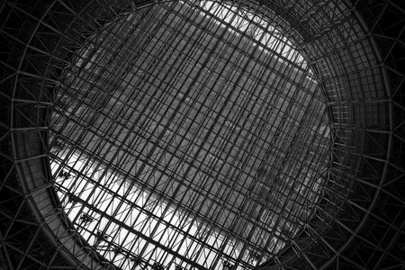 Big ceiling metal in the modern buildingの写真素材