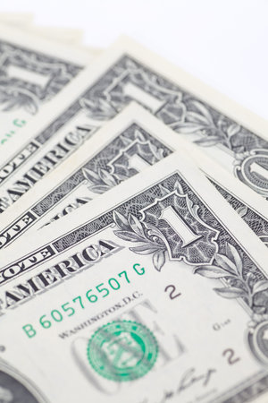Close - up Dollar bill on a white background