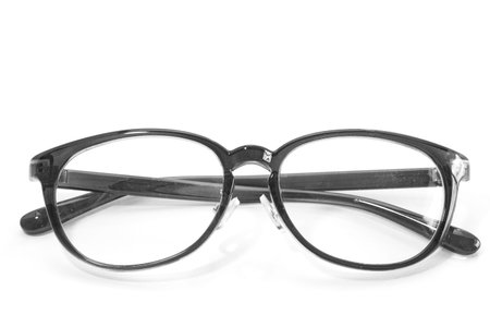 Black eyeglass frame isolated on white background