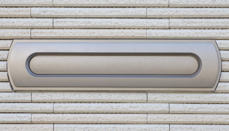 Sliver letterbox or mailbox and modern concrete wall at houseの写真素材