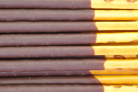 Japanese snack food biscuit stick chocolate coatedの写真素材