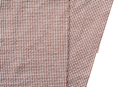 Brown canvas tablecloth isolated on white background