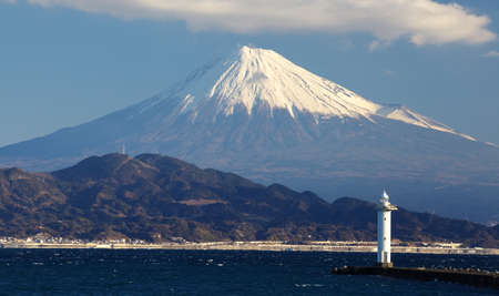 Mountain Fuji and sea from Izu city Shizuoka prefecture , Japanの写真素材