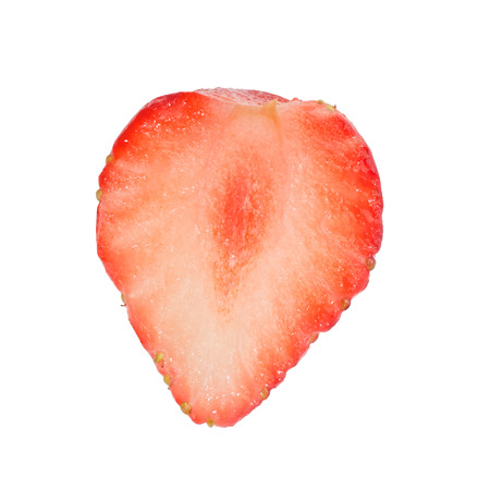 Fresh strawburry slice isolated on white backgroundの写真素材