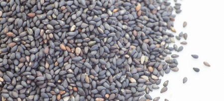 Black dry sesame seed , a common ingredient in cuisineの写真素材