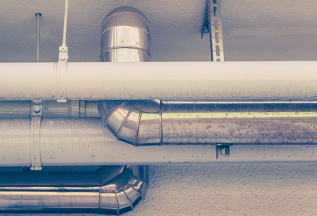 Close - up Pipeline water in industrial buildingの写真素材